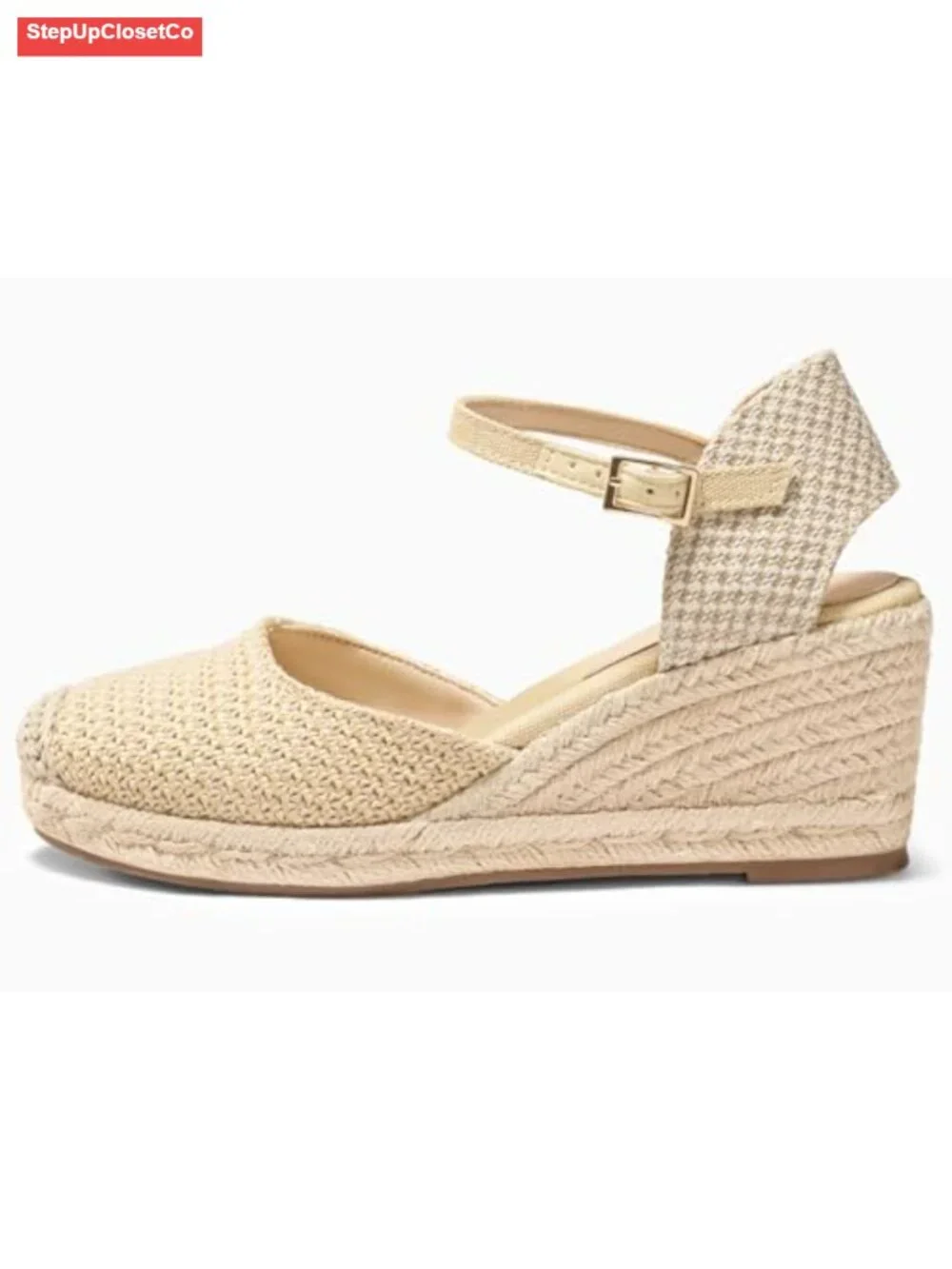 Women's Espadrille Wedge Sandals Raffia Ankle Strap Summer Heels